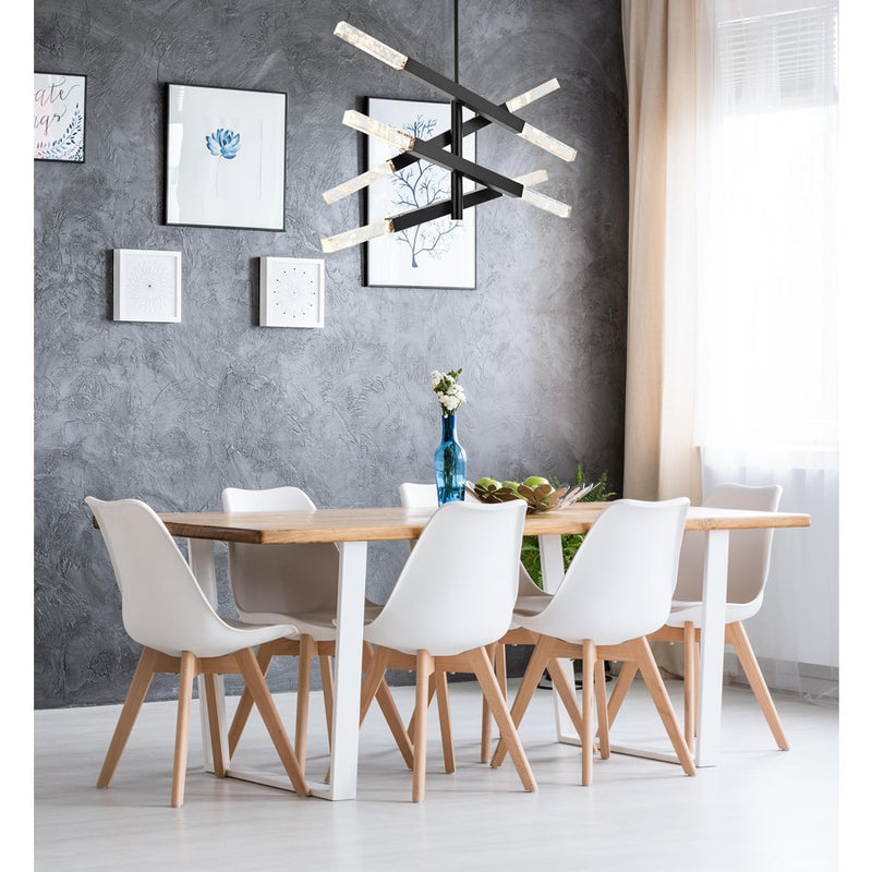 Elegant Lighting Ari 8 Light 48" Pendant, Black/Clear