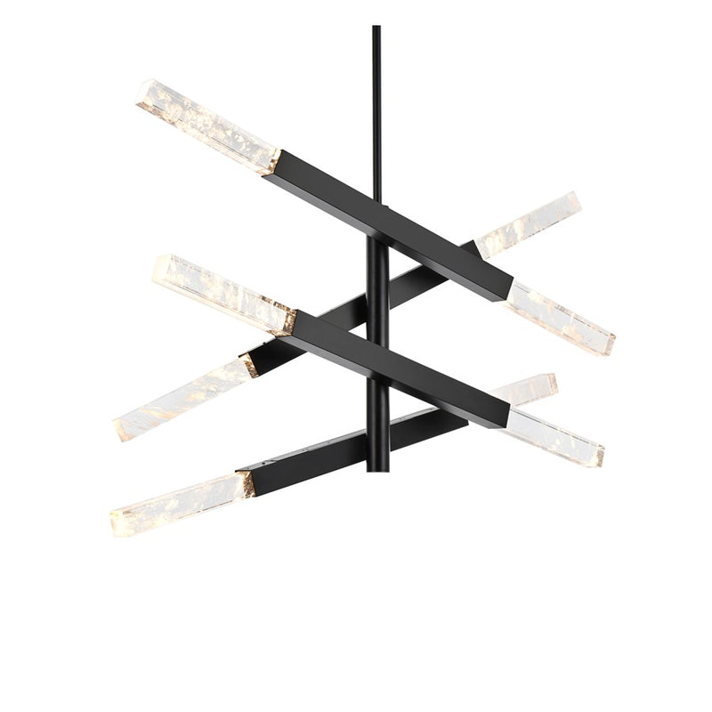 Elegant Lighting Ari 8 Light 48" Pendant, Black/Clear