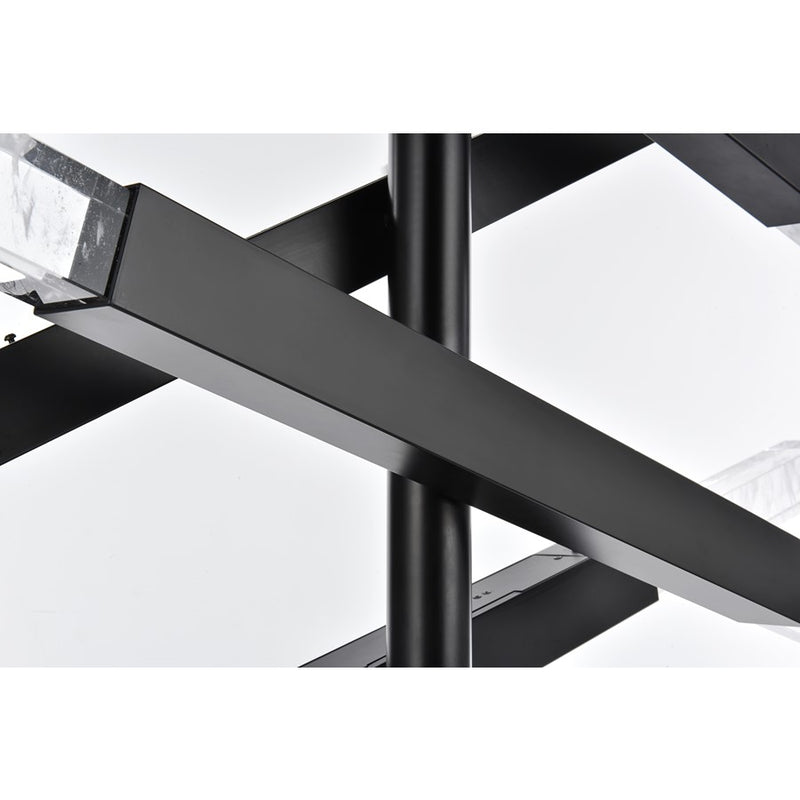 Elegant Lighting Ari 8 Light 48" Pendant, Black/Clear