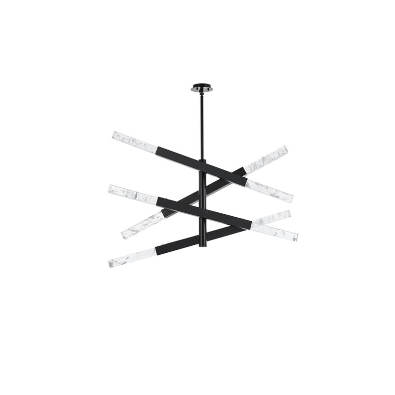 Elegant Lighting Ari 8 Light 48" Pendant, Black/Clear