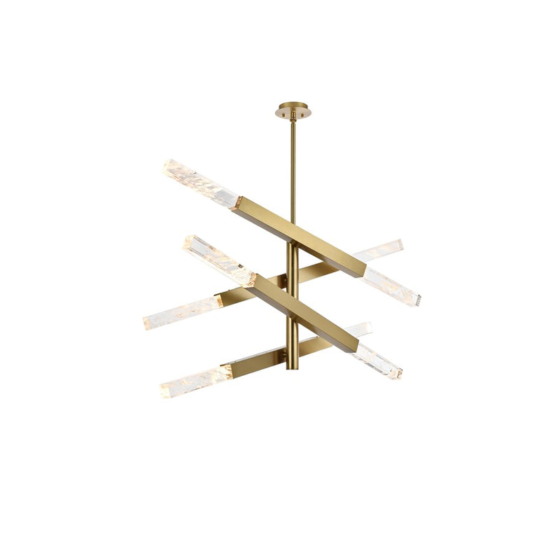Elegant Lighting Ari 8 Light 48" Pendant, Satin Gold/Clear
