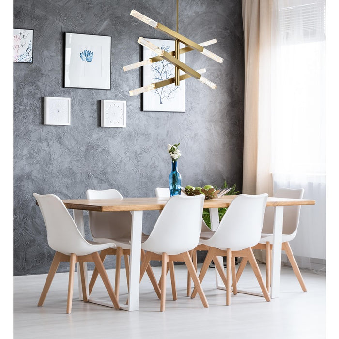 Elegant Lighting Ari 8 Light 48" Pendant, Satin Gold/Clear