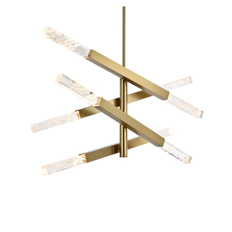 Elegant Lighting Ari 8 Light 48" Pendant, Satin Gold/Clear