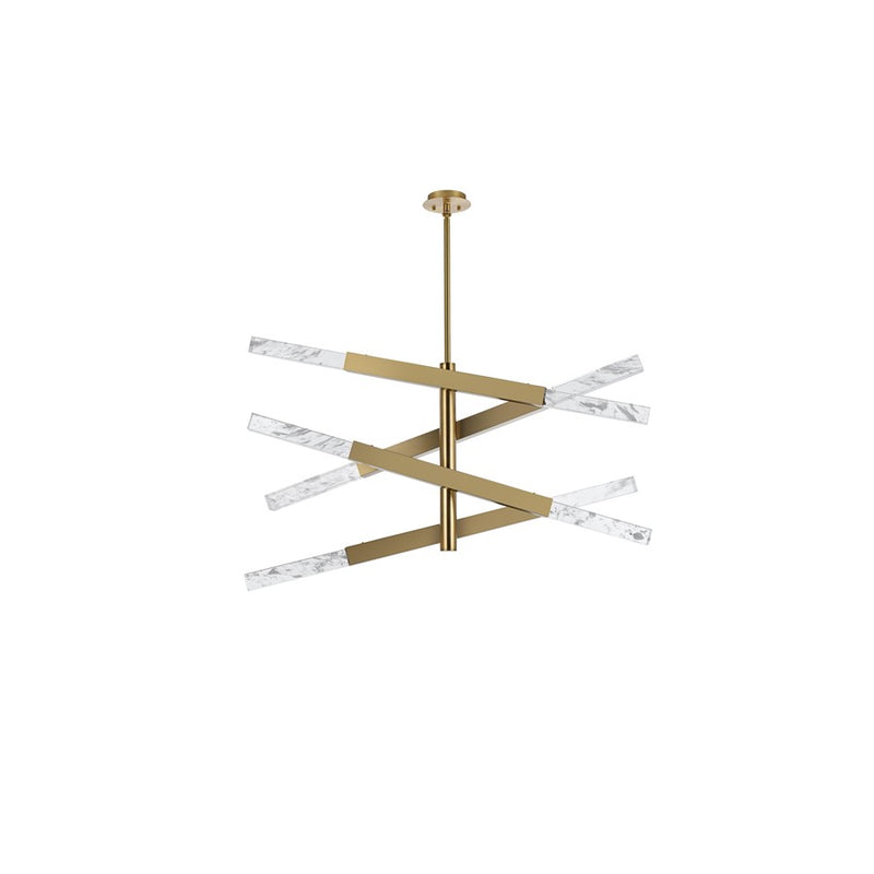 Elegant Lighting Ari 8 Light 48" Pendant, Satin Gold/Clear