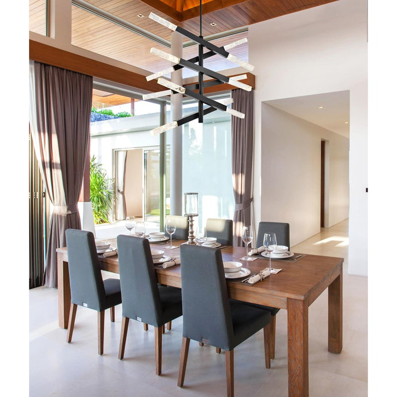 Elegant Lighting Ari 12 Light 48" Pendant, Black/Clear