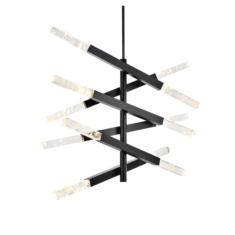 Elegant Lighting Ari 12 Light 48" Pendant, Black/Clear