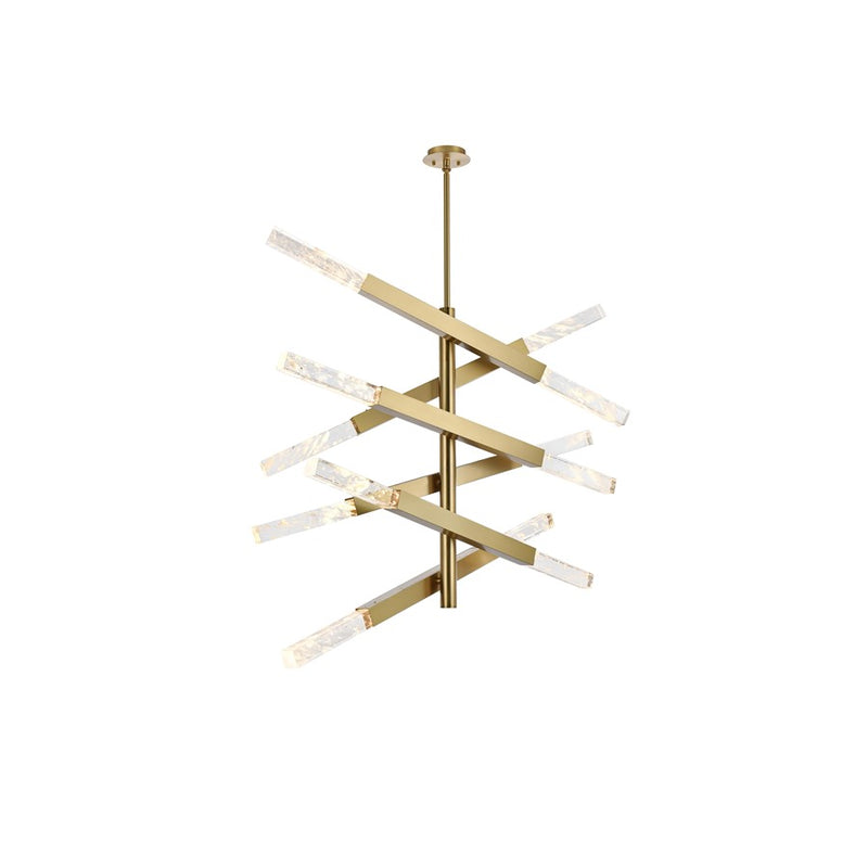 Elegant Lighting Ari 12 Light 48" Pendant, Satin Gold/Clear