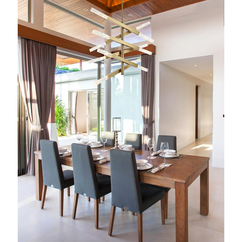 Elegant Lighting Ari 12 Light 48" Pendant, Satin Gold/Clear