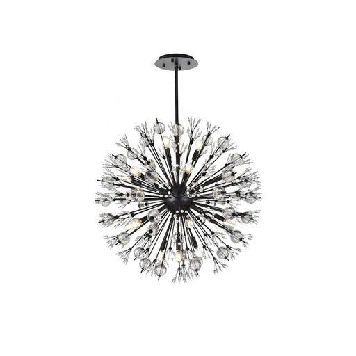 Elegant Lighting Vera 18Lt 32" Crystal Star Round Pendant, Black