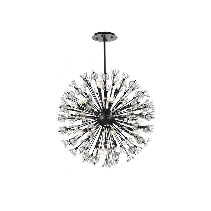 Elegant Lighting Vera 18Lt 32" Crystal Star Round Pendant, Black