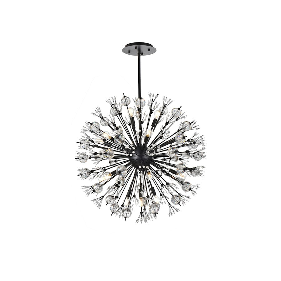 Elegant Lighting Vera 18Lt 32" Crystal Star Round Pendant, Black