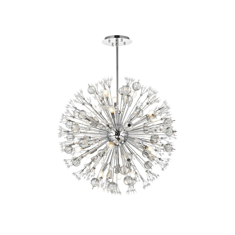 Elegant Lighting Vera 18Lt 32" Crystal Star Round Pendant, Chrome