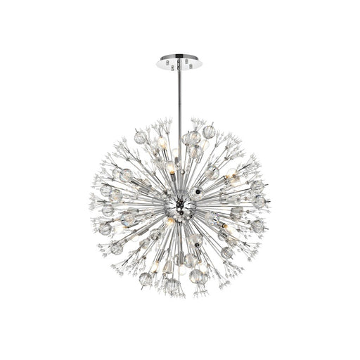 Elegant Lighting Vera 18Lt 32" Crystal Star Round Pendant, Chrome