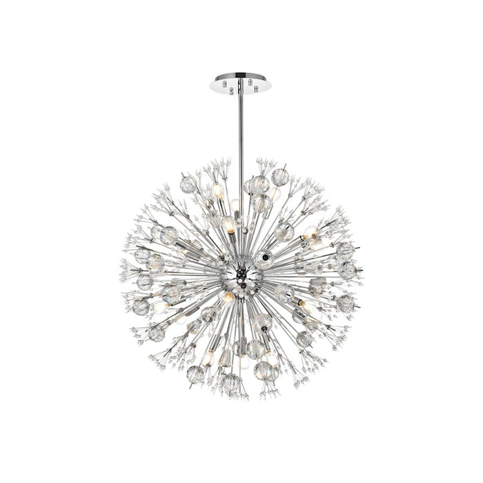 Elegant Lighting Vera 18Lt 32" Crystal Star Round Pendant, Chrome