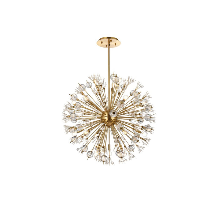 Elegant Lighting Vera 18Lt 32" Crystal Starburst Round Pendant, Gold