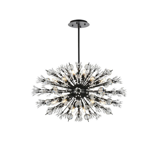 Elegant Lighting Vera 24Lt 36" Crystal Starburst Oval Pendant, Black