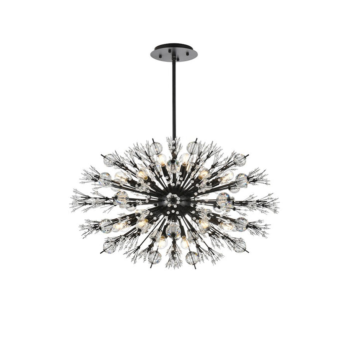 Elegant Lighting Vera 24Lt 36" Crystal Starburst Oval Pendant, Black