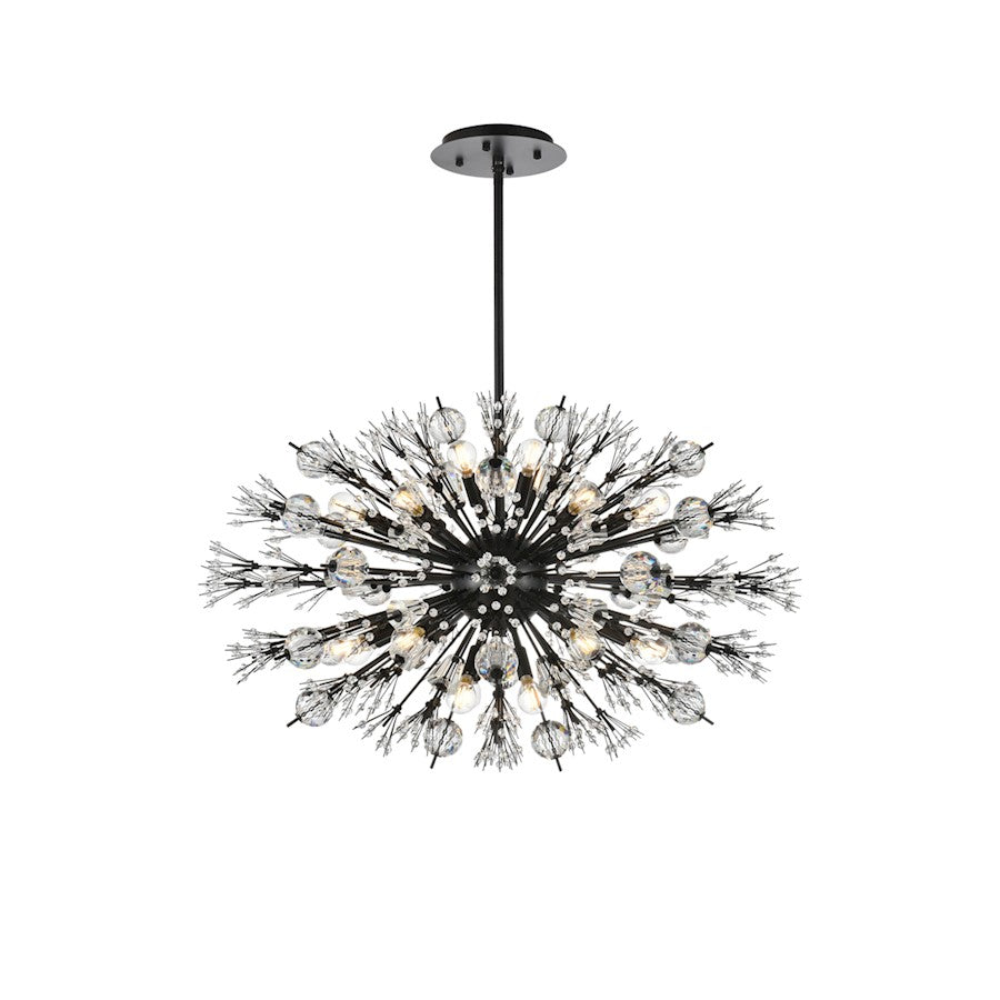 Elegant Lighting Vera 24Lt 36" Crystal Starburst Oval Pendant, Black