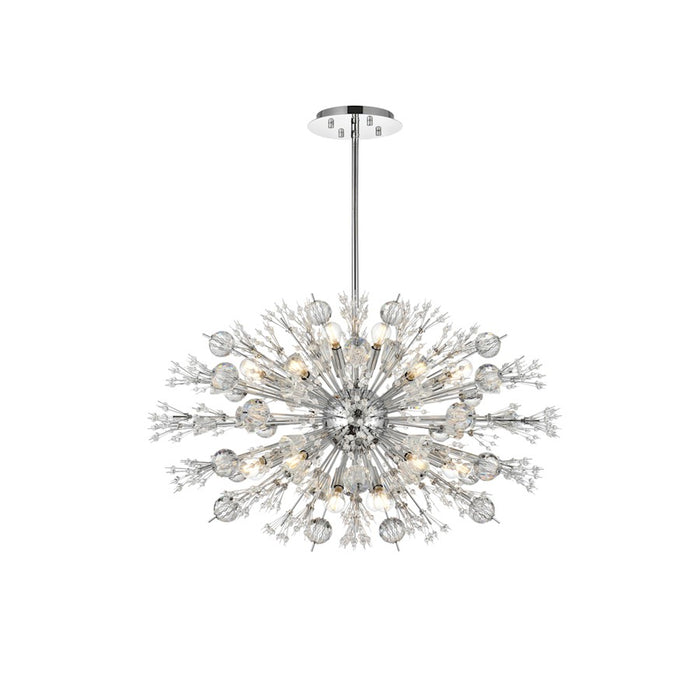 Elegant Lighting Vera 24Lt 36" Crystal Starburst Oval Pendant, Chrome