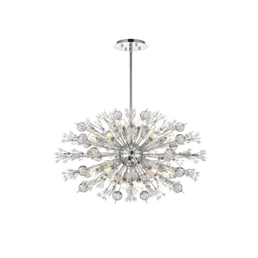 Elegant Lighting Vera 24Lt 36" Crystal Starburst Oval Pendant, Chrome