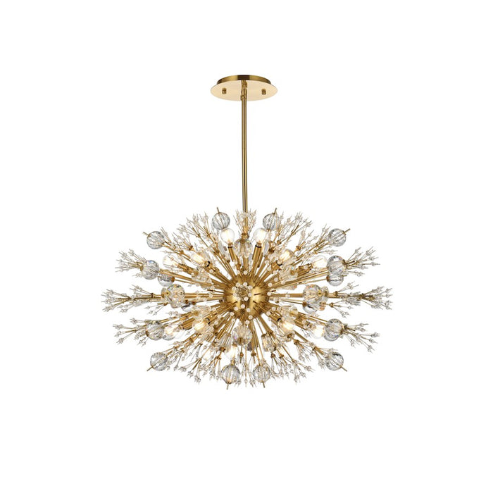 Elegant Lighting Vera 24Lt 36" Crystal Starburst Oval Pendant, Gold
