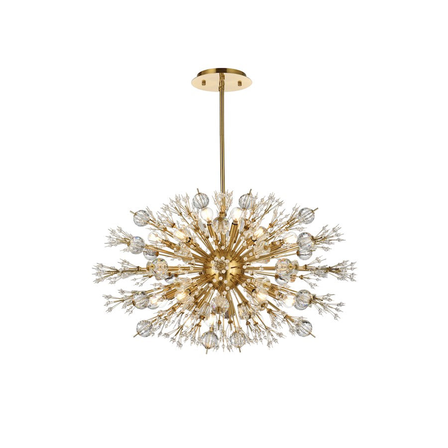 Elegant Lighting Vera 24Lt 36" Crystal Starburst Oval Pendant, Gold