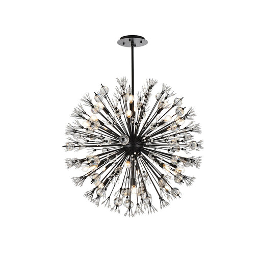 Elegant Lighting Vera 24Lt 38" Crystal Star Round Pendant, Black