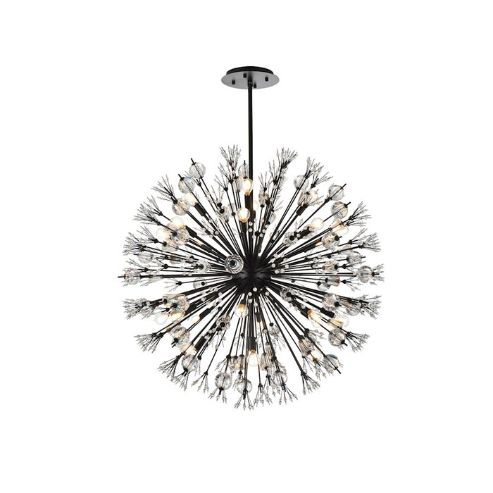 Elegant Lighting Vera 24Lt 38" Crystal Star Round Pendant, Black