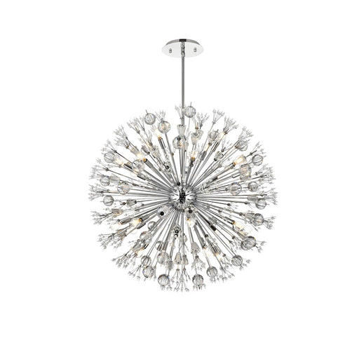 Elegant Lighting Vera 24Lt 38" Crystal Star Round Pendant, Chrome