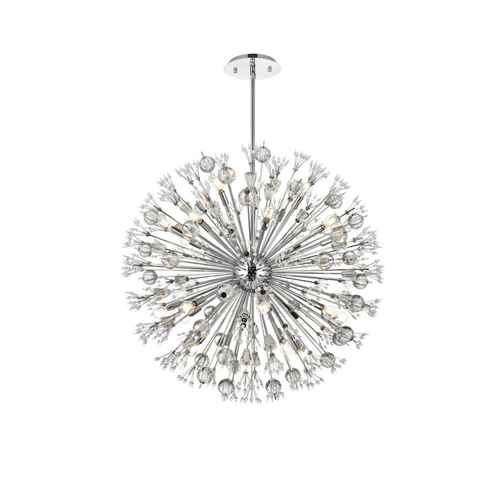 Elegant Lighting Vera 24Lt 38" Crystal Star Round Pendant, Chrome