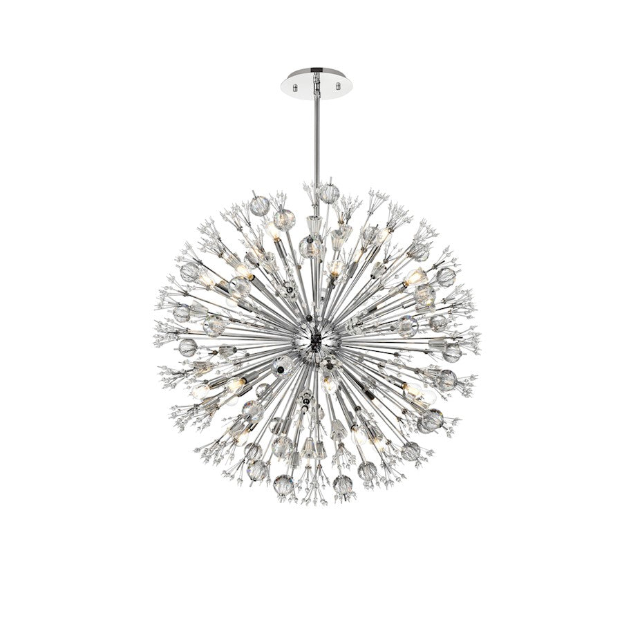 Elegant Lighting Vera 24Lt 38" Crystal Star Round Pendant, Chrome