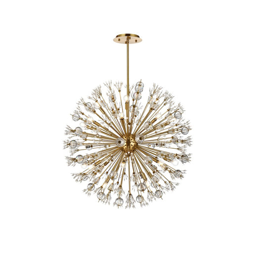 Elegant Lighting Vera 24Lt 38" Crystal Starburst Round Pendant, Gold - 2550D38SG