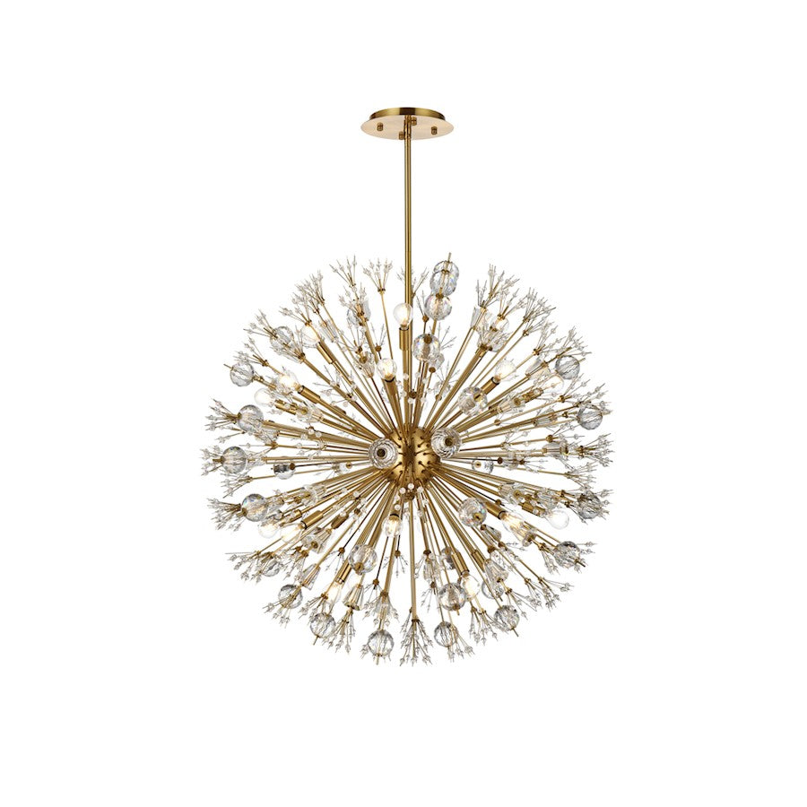 Elegant Lighting Vera 24Lt 38" Crystal Starburst Round Pendant, Gold