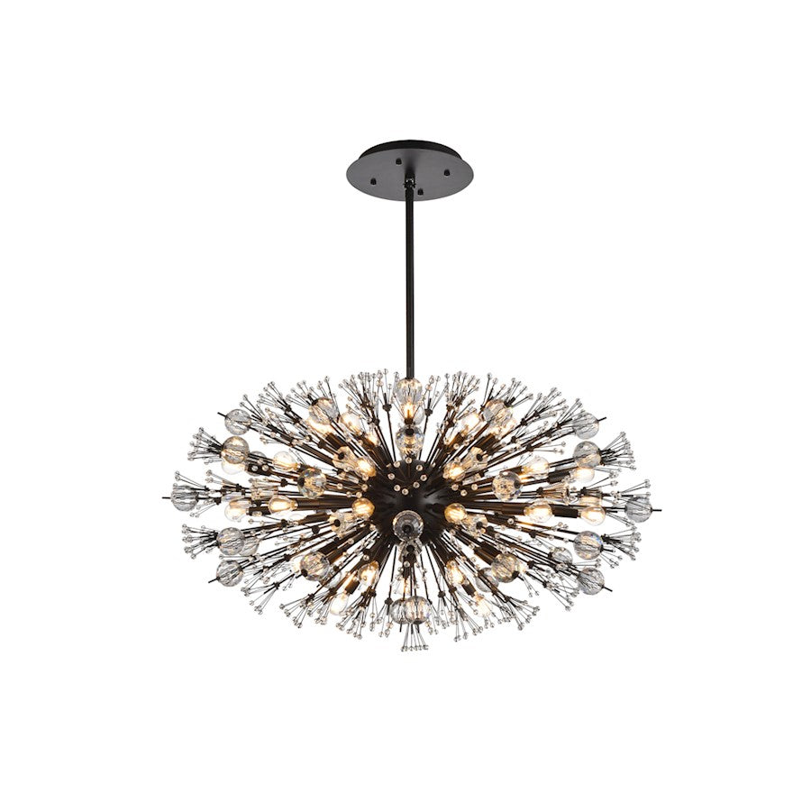 Elegant Lighting Vera 38Lt 42" Crystal Starburst Oval Pendant, Black