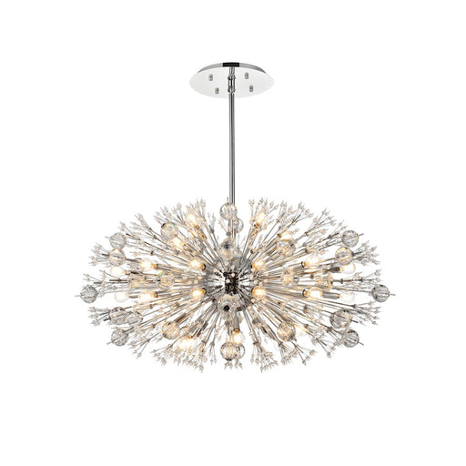 Elegant Lighting Vera 38Lt 42" Crystal Starburst Oval Pendant, Chrome