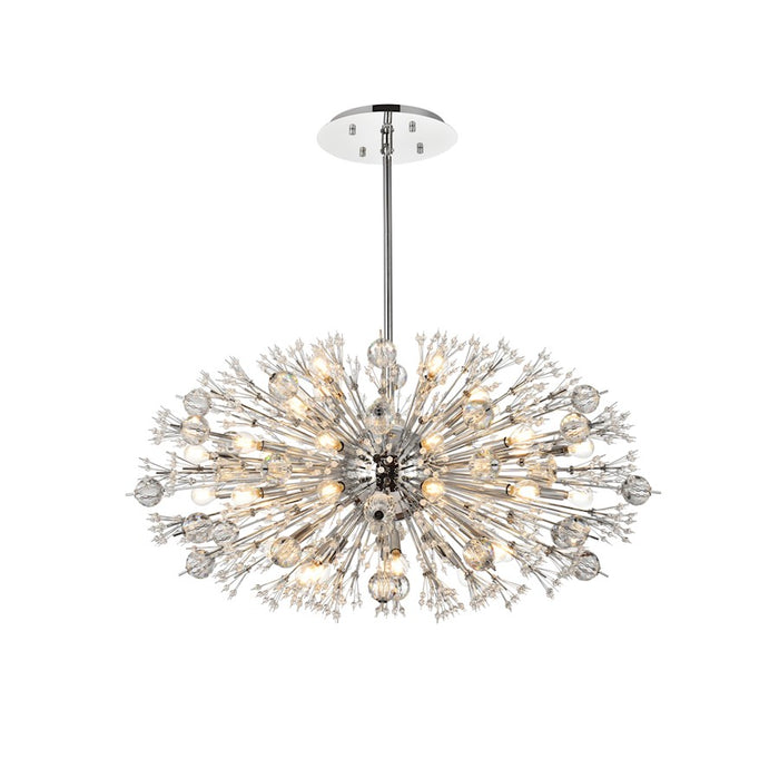 Elegant Lighting Vera 38Lt 42" Crystal Starburst Oval Pendant, Chrome