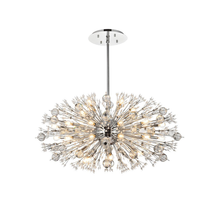 Elegant Lighting Vera 38Lt 42" Crystal Starburst Oval Pendant, Chrome