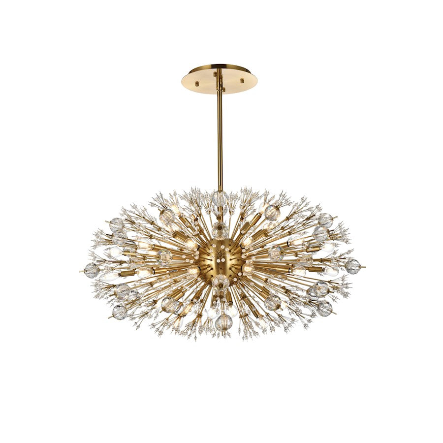 Elegant Lighting Vera 38Lt 42" Crystal Starburst Oval Pendant, Gold