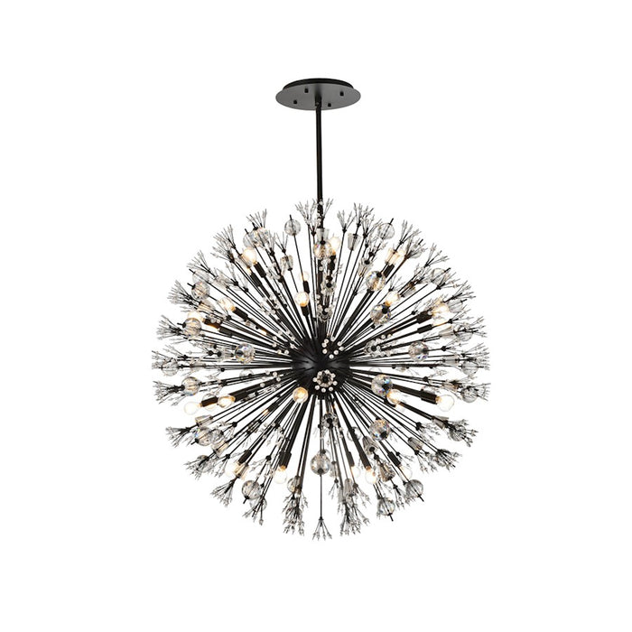 Elegant Lighting Vera 32Lt 44" Crystal Star Round Pendant, Black
