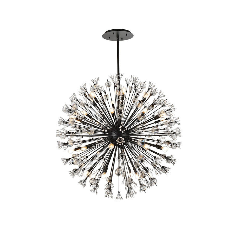Elegant Lighting Vera 32Lt 44" Crystal Star Round Pendant, Black