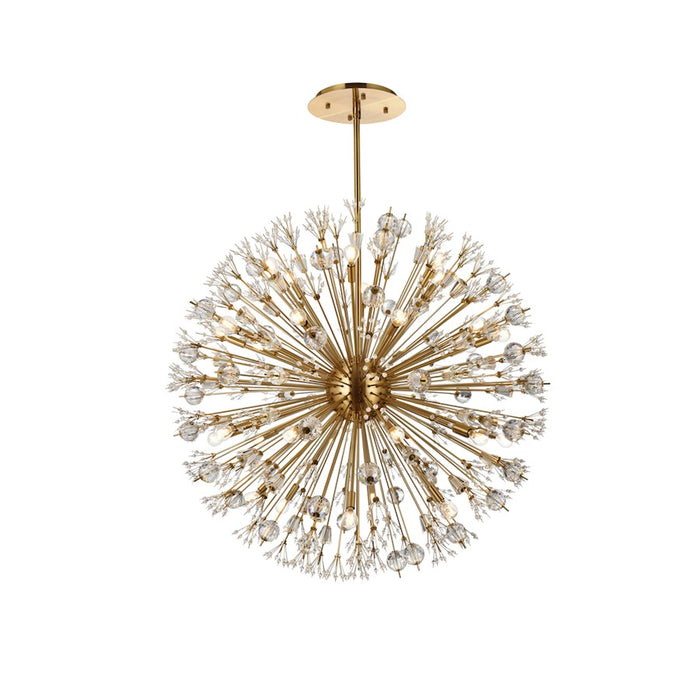 Elegant Lighting Vera 32Lt 44" Crystal Starburst Round Pendant, Gold