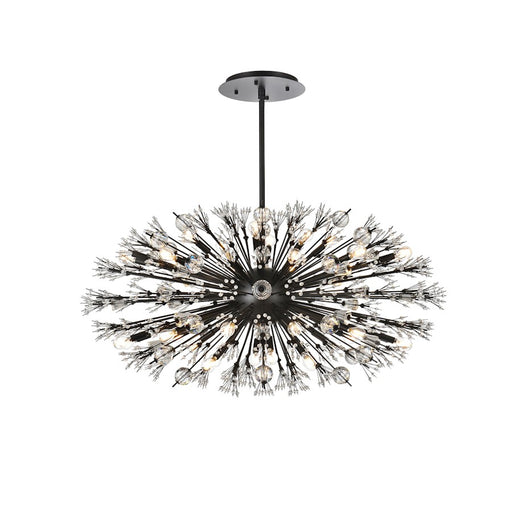 Elegant Lighting Vera 38Lt 48" Crystal Starburst Oval Pendant, Black