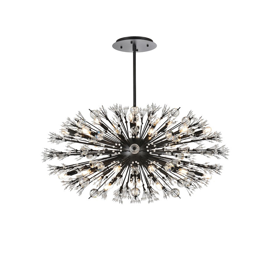Elegant Lighting Vera 38Lt 48" Crystal Starburst Oval Pendant, Black