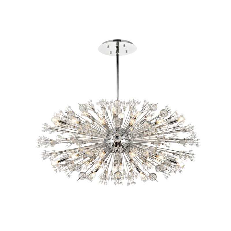 Elegant Lighting Vera 38Lt 48" Crystal Starburst Oval Pendant, Chrome