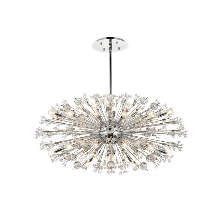 Elegant Lighting Vera 38Lt 48" Crystal Starburst Oval Pendant, Chrome