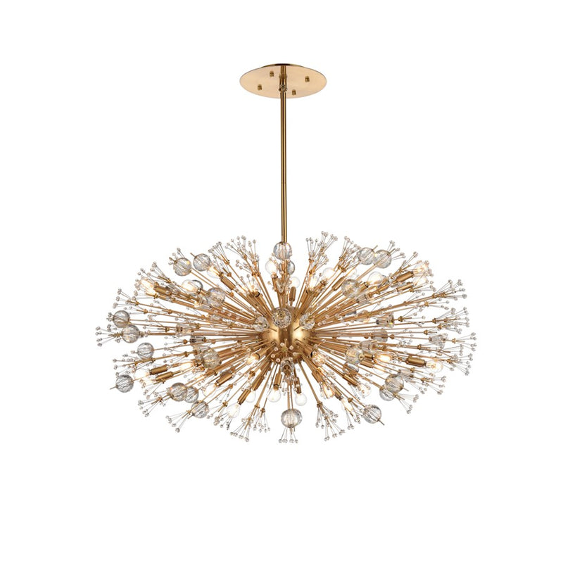 Elegant Lighting Vera 38Lt 48" Crystal Starburst Oval Pendant, Gold