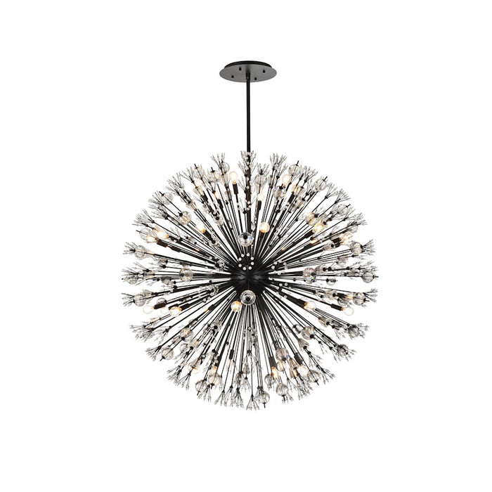 Elegant Lighting Vera 34Lt 50" Crystal Star Round Pendant, Black