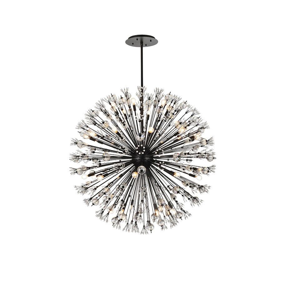 Elegant Lighting Vera 34Lt 50" Crystal Star Round Pendant, Black