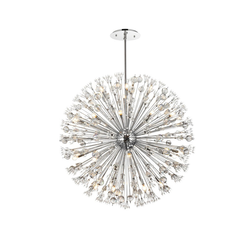 Elegant Lighting Vera 34Lt 50" Crystal Star Round Pendant, Chrome