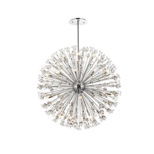 Elegant Lighting Vera 34Lt 50" Crystal Star Round Pendant, Chrome